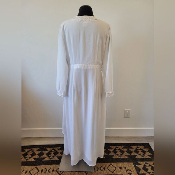White Elegance Temple Dress Wedding Modest Church Maxi Front Zipper Medium - Picture 4 of 13